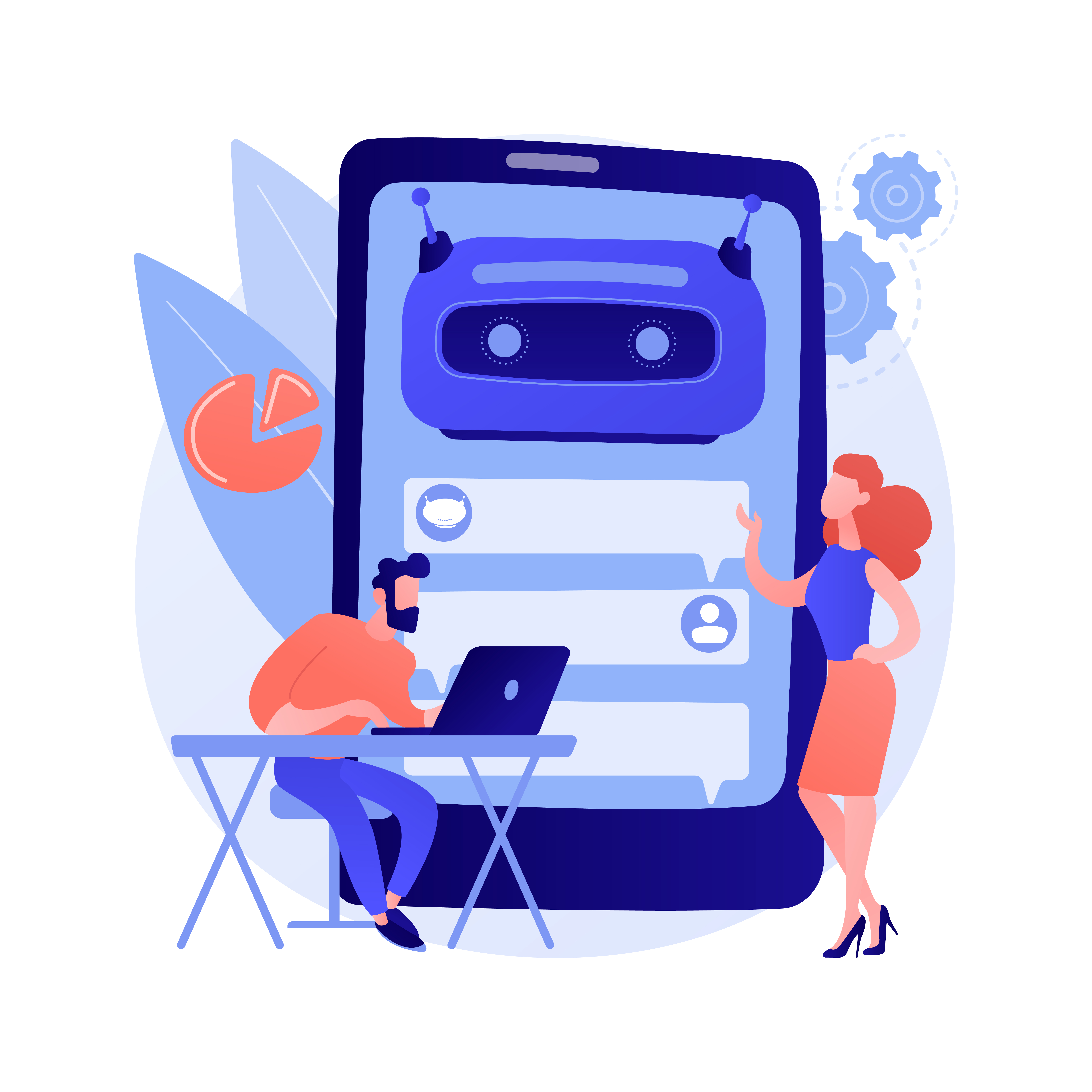 Chatbot development platform abstract concept vector illustration.